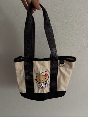 Hello Kitty Cream and Black Aloha Hawaii Mini Canvas Tote